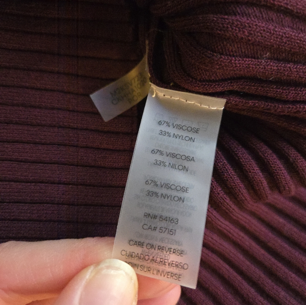 CALVIN KLEIN Long Sleeve Ribbed Keyhole Sweater Port Burgundy MI3 - Picture 5 of 10